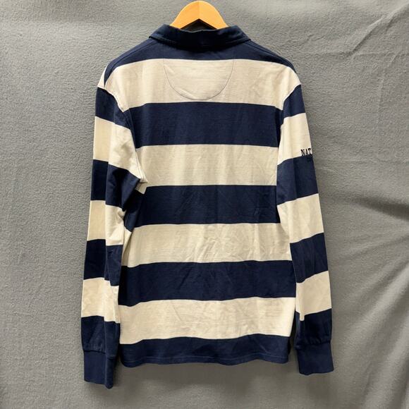 Superdry Rugby Shirt Mens Large Navy Blue Stripe AAEC Warriors Natl Champs NEW - Picture 4 of 10